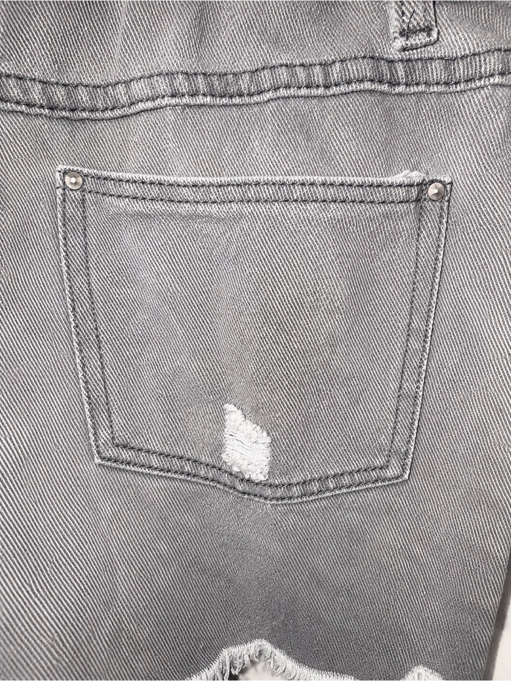 POL Distressed Gray Denim Overall Dress Large - Picture 5 of 6